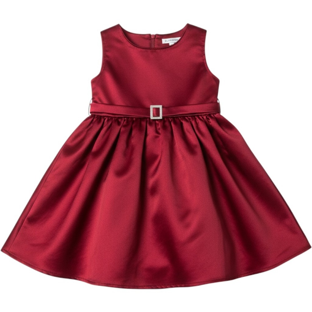 Holiday Toddler Girl Red Satin Dress‎ Rhinestone Kidture Collection 2T Party